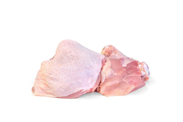Raw chicken thigh isolated on white background.