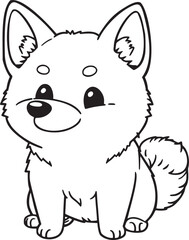 Adorable Shiba Inu puppy drawing, perfect for kids coloring books, educational materials, and cute pet designs. Charming line art for creative projects