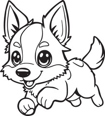 Adorable puppy running happily, playful illustration for kids' designs and pet-themed projects, cute pet illustration, inviting children's book art