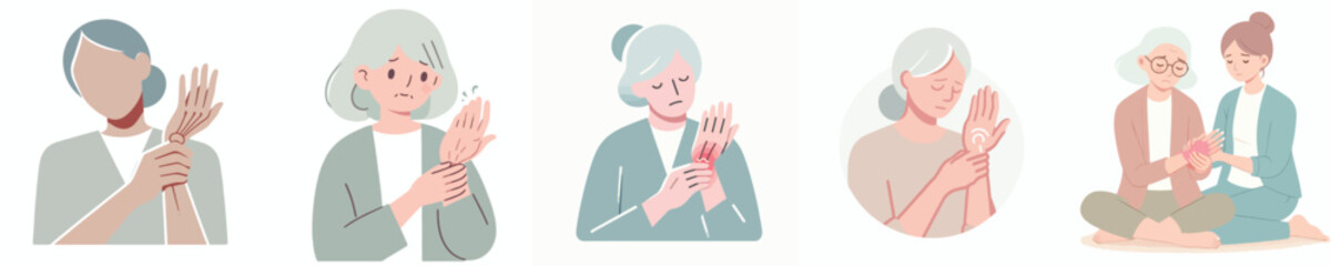 vector of a grandmother with a sprained hand