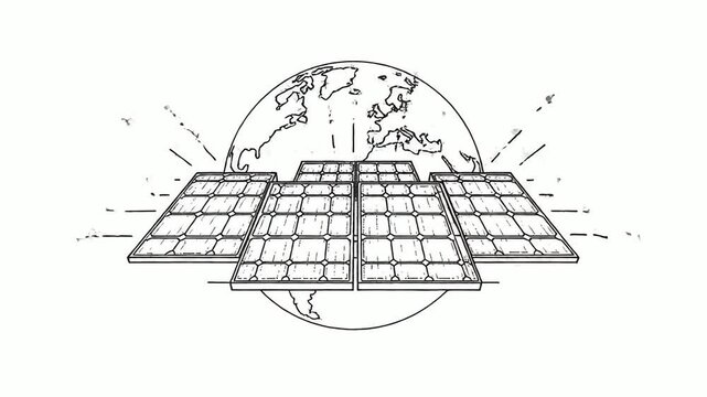 Solar panels and globe illustration renewable energy concept