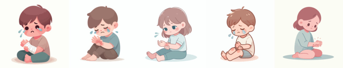 vector of a children with a sprained hand