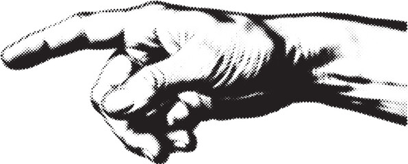 Retro Halftone Collage Elements, Human Hand in Dotted Pop Art, Vintage Grunge Punk Vector – Use for Posters, Stickers, Apparel, Digital Art, Social Media, Branding