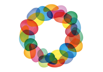 Colorful Abstract Circle Composition on White Background.