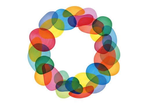 Colorful Abstract Circle Composition on White Background.