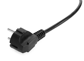 Black wire with plug isolated on white