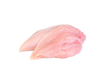 Raw chicken fillet isolated on white background.