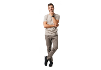 Young man standing confidently isolated on transparent background