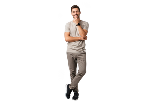 Young man standing confidently isolated on transparent background