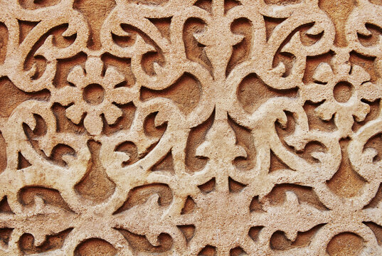Ancient patterned stone wall in Alc&aacute;zar of Segovia, Segovia, Spain, Europe 
