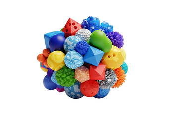 Colorful Geometric Shapes Composition on White Background.