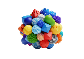 Colorful Geometric Shapes Composition on White Background.