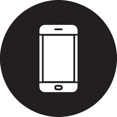 simple mobile phone icon inside solid black round badge vector ai eps png jpeg for apps