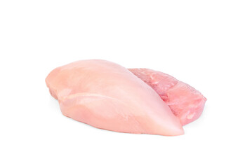 Raw chicken fillet isolated on white background.