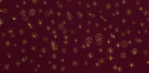 Festive burgundy background with a repeating gold snowflake pattern. Perfect for Christmas, winter, holiday greetings and elegant designs. Ideal © vegefox.com