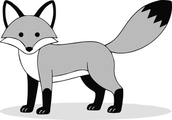 minimalist gray fox vector mascot illustration for children logo and branding design ai eps jpeg png