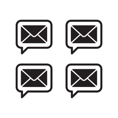 email notification chat bubble icon 2x2 vector pack high contrast black white perfect for apps and web ui