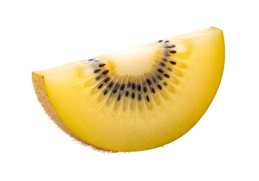 golden kiwi slice, vibrant yellow color, delicious and healthy fruit, studio shot, isolated on white or transparent background. PNG