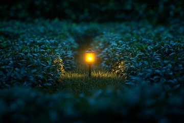 A firefly leading the way through a forgotten labyrinth  