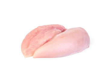 Raw chicken fillet isolated on white background.