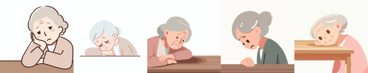 vector of a weak grandmother suffering from anemia