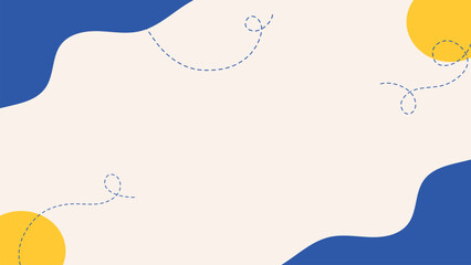 Simple Playful Abstract Background Design With Blue And Yellow Shapes And Dotted Line Minimalist Style Template
