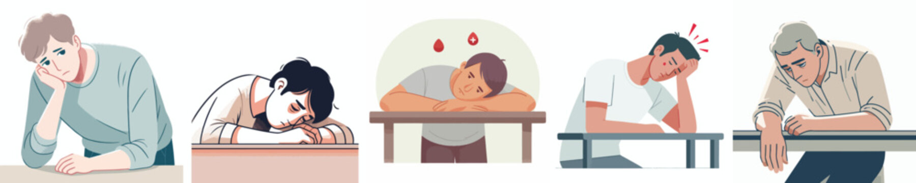 vector of a weak man suffering from anemia