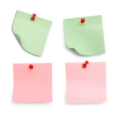 Colorful paper notes isolated on white, set