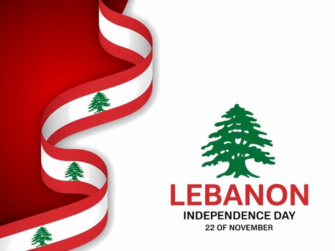 Lebanon independence day celebration with flag and iconic cedar tree symbol