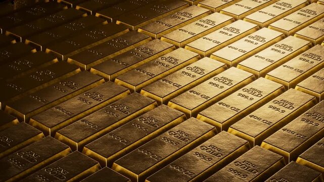 Golden Bars Stacked In A Vault Create Wealth, Luxury, And Precious Metal Richness For Financial Imagery