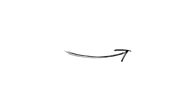 Hand-drawn arrow on a transparent background in scribble loop style, ketchy stop motion style on a white background, Animated doodle arrow motion graphic element for direction.