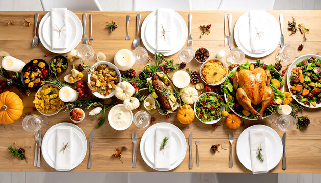 Thanksgiving Dinner Top View 