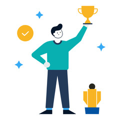 Success Winner Trophy Medal Achievement Victory Champion Vector Illustration