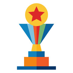 Employee Achievement Trophy Corporate Recognition Excellence Award Vector Illustration