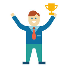 Corporate Employee Celebrating Success Achievement Recognition Excellence Vector Illustration