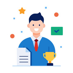 Winner Candidate Resume Application Employment Success Achievement Vector Illustration
