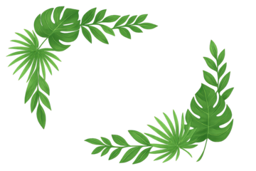 Lush tropical green leaves with a serene glowing effect frame a dark central space, creating an elegant botanical background perfect for natural designs, wellness themes, or exotic invitations. A vibr