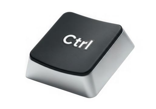 Computer keyboard ctrl key isolated on transparent background