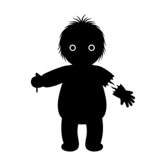 vector illustration of a creepy doll silhouette
