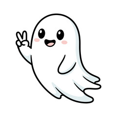vector illustration of A friendly ghost offering a peace sign