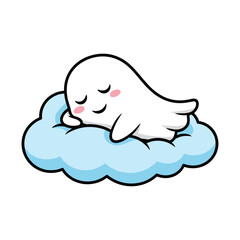 vector illustration of a happy sleepy ghost
