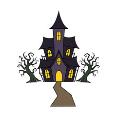 vector illustration of A haunted house