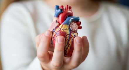 Little girl holding a 3D anatomical heart model — pediatric cardiologist visit