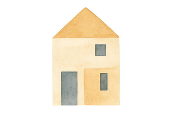 Simple watercolor house illustration offering abstract concept of home and living on transparent background
