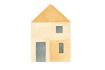 Simple watercolor house illustration offering abstract concept of home and living on transparent background