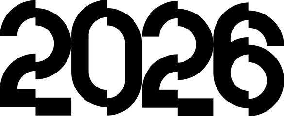 Abstract number 2026 in minimal distortion style for holiday new year, anniversary, christmas. Modern design art element for celebration branding calendar, card, banner. Vector illustration.