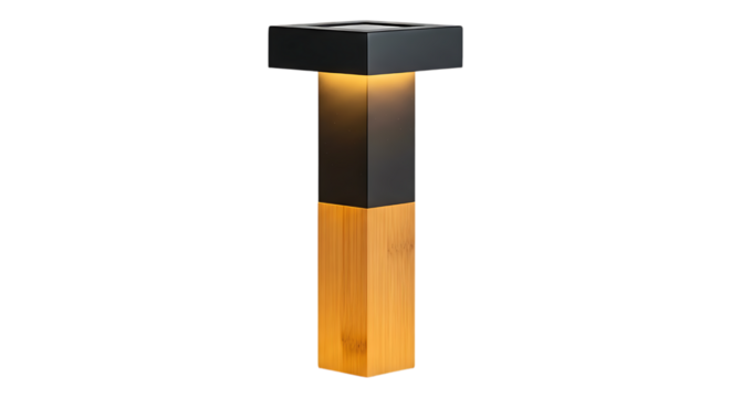 Modern table lamp with wooden base isolated on transparent background