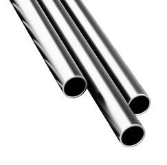 Large group of steel tubes on transparent background. 3D illustration
