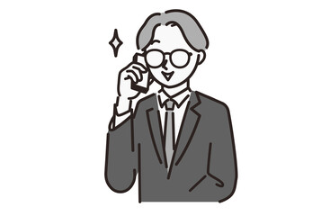 スーツを着ている通話中の男性