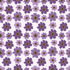 Seamless flower pattern with pink, blue and golden yellow color hand drawn art abstract floral and leaf background elements. Flower garden wallpaper vector
